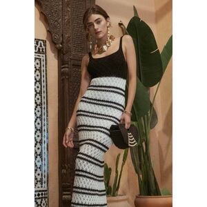 Stripe Crochet Knit Midi Dress